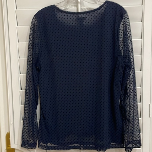 Chico’s Size 2, 12/14 Navy Blue with Sheer Long Sleeve Top - Picture 4 of 4